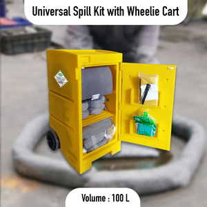 Kit de Derrames Universal OEM de 100 Litros con Carrito con Ruedas, Kit de Emergencia Móvil para Derrames de Aceite, Líquidos Químicos, Absorbente, Kit de Seguridad - Product Image 2