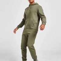Conjunto de Sudadera con Capucha y Pantalones Negros para Hombre, Color Sólido, Informal, Tejido, para Otoño