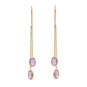 18K White Gold Modern Pink Sapphire Geometric Drop <b>Earrings</b> - Product Image 4