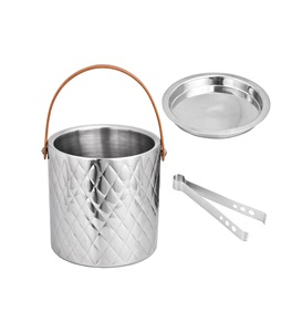 Cubo de Hielo de Acero Inoxidable de Lujo Estilo Americano con Tapa y Pinzas, Enfriador de Hielo de Doble Pared Aislado para Vino y Cócteles - Product Image 1