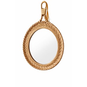 Espejo Redondo de Pared Minimalista Hecho a Mano con Tiras de Bambú 18x14 Ecológico Venta al por Mayor |   Aqudus Saleem - Product Image 3
