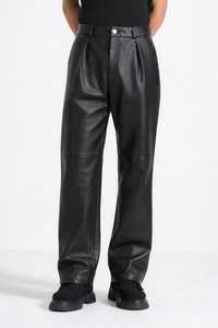 Fabricant OEM Personnalisé Salopette longue en cuir pour femme, style streetwear décontracté, taille mi-haute, jambes larges, poches amples, avec dentelle et motifs peints - Product Image 5