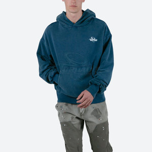 Luxury <b>Men's</b> 100% Cotton Fleece Acid Wash <b>Pullover</b> Hoodie Regular Fit Waterproof Solid Winter Streetwear Custom Drop Shoulder - Product Image 4