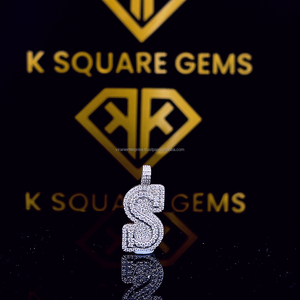 Colgante de Plata de Ley con Corte Personalizado Exquisito para Niños Unisex, con Diamante Moissanita Mejorado, Claridad VVS, Estilo Hip Hop, Dorado - Product Image 4