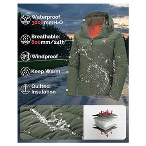 Chaqueta Acolchada con Capucha para Mujer, Impermeable, Ligera, con Cierre Completo, Abrigo de Invierno Cálido, Chaqueta Casual para Exteriores, Parka Aislante para Clima Frío - Product Image 3