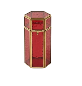 Caja de Joyería de Vidrio Rojo Cuadrada de Lujo con Detalles en Oro, Paneles Transparentes, Diseño Exquisito, Contenedor de Almacenamiento Moderno, Caja de Joyería de Latón - Product Image 5