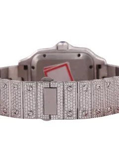 Reloj Cronógrafo de Lujo Sencillo Estilo Hip Hop con Incrustaciones de Diamantes, Movimiento de Cuarzo, Moissanita VVS, Oro Blanco, Esfera Árabe, Correa de Goma Personalizada - Product Image 4