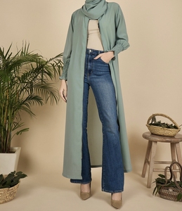 High Quality Beautiful Dubai Women Abaya Traditional Islamic Muslim Clothing & <b>Accessories</b> <b>Floor</b> Length Long Sleeves Front Open - Product Image 5