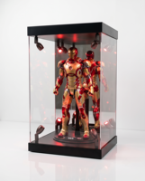 Éclairage LED moderne autoportant 2026 pour vitrine de présentation de jouets en plastique avec étagère en verre acrylique transparent, designs personnalisés, Super Mall Easy