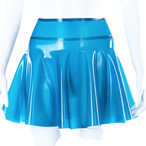 Women High Waist Shiny PU Pleated A-Line Mini Skirt Solid Color Elastic Waist All Seasons Wear - Product Image 1
