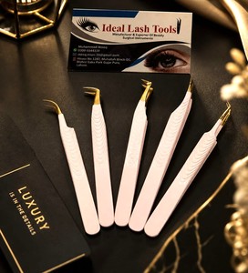 Pinzas de Precisión para Pestañas, Antimagnéticas, Punta Suave, Herramienta Profesional para Aplicación de Extensiones de Pestañas de Volumen - Product Image 1