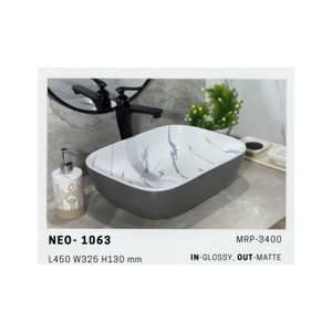 Lavabo de Cerámica de Alta Gama Serie Neo 1065 con Acabado Brillante para Interiores de Baños Residenciales de Lujo - Product Image 5