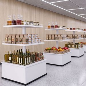 Modern 3 Tier Square Promotional Display <b>Rack</b> Powder Coated Metal <b>Wire</b> Anti Rust Space Saving for Supermarket Merchandising - Product Image 1