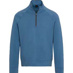 Polyester/Cotton Blend Quarter Zip Fleece Unisex Knit Pullover Midweight <b>Layering</b> Comfortable Everyday Wear OEM Private Label - Product Image 2