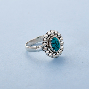 Wholesale 925 Sterling Silver Bezel Setting Oval <b>Turquoise</b> Vintage Boho Ethnic Handmade Statement <b>Ring</b> for Women - Product Image 4