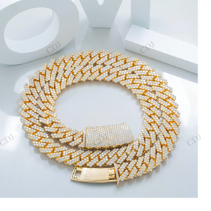 14MM 22" Fully Iced Miami Cuban Link Chain Sterling Silver Men's Hip Hop jewelry Wholesale VVS <b>D</b> Moissanite Cuban Chain <b>Necklace</b> - Product Image 1