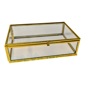 Caja de Joyería de Vidrio con Marco de Latón Estilo Vintage, Estuche Transparente para Guardar Anillos, Aretes y Collares, Organizador Decorativo, Regalo - Product Image 3