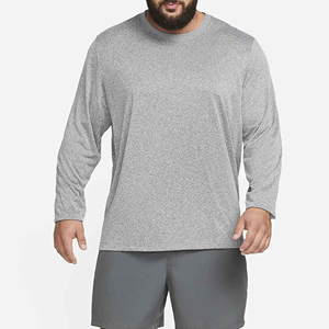 Camiseta de entrenamiento para hombre, cuello redondo, manga larga, 100% algodón, de secado rápido y transpirable, con logo personalizado y letras, para actividades al aire libre. - Product Image 5