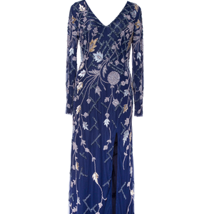 Elegante Vestido de Noche Azul Bordado |   Vestido de Fiesta de Manga Larga de Lujo |   Traje de Diseñador para Bodas Formales 2026, Estilos Premium - Product Image 2