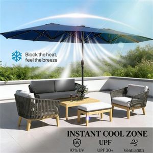 Ombrellone da Giardino Solare Blu per Terrazze e Cortili - Product Image 4