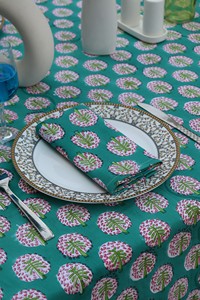 Custom Floral Colorful Hand Block Print <b>Table</b> Cover Woven Cotton <b>Table</b> Cloth for Wedding <b>Decoration</b> Colorful Wedding <b>Table</b> - Product Image 2