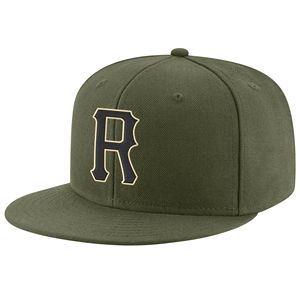 Casquette Snapback 6 panneaux vert olive avec logo brodé noir sur le panneau avant, casquette décontractée unisexe - Product Image 1