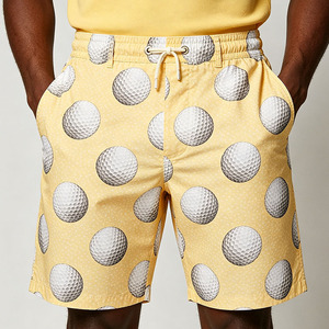 Shorts de Playa para Hombre con Estampado de Pelotas de Golf Rosas, Cintura con Cordón Ajustable, Secado Rápido, Casuales, de Longitud Corta - Product Image 2