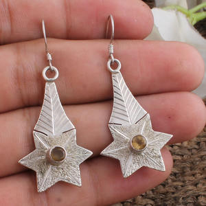 Pendientes de Plata de Ley 925 con Citrino Natural, Calidad AAA, Joyería de Piedra de Nacimiento de Febrero, Aretes de Plata para Mujer, Venta al por Mayor - Product Image 1