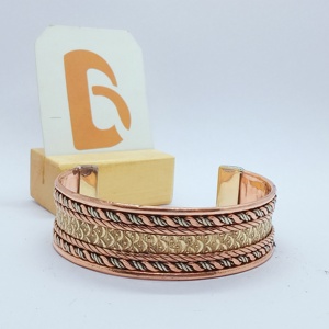 Vintage Copper Alloy Cuff <b>Bracelet</b> and Bangles with <b>Rope</b> Pattern and Antique Finish Unisex Daily Wear Jewelry - Product Image 1