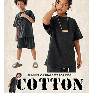 Men Vintage Terry Soft Cotton T Shirt Shorts <b>Set</b> Summer Casual 2 Piece Outfit Breathable Loose Fit Acid Wash Men's T-shirts <b>Sets</b> - Product Image 4