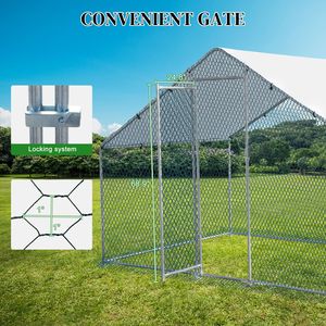 Grande Pollaio in Metallo 6,5 x 10 piedi con Recinto per Polli, Gabbia per Volatili con Copertura Impermeabile per Conigli, Gatti, Cani e Animali da Fattoria - Product Image 5