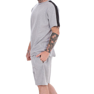Men's Casual Summer Sports Tracksuit 2-Piece Short Sleeve T-Shirt & Shorts <b>Set</b> Neck Quick-Dry Breathable Cotton Workout <b>Twin</b> <b>Set</b> - Product Image 2
