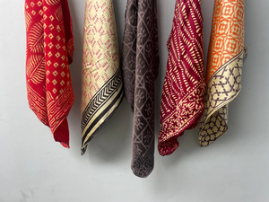 Pañuelo Cuadrado Étnico de Algodón Hecho a Mano, Estampado a Bloque, Set de Pañuelo para el Cuello y Corbata, Ideal para el Verano, Regalo para San Valentín - Product Image 2