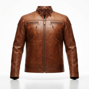 Chaqueta de Lona y Cuero PU para Hombre, Estilo Casual, Cuello Alto, Corte Ajustado, Suave, Ligera, Transpirable, Moda Otoñal, Estilo Motociclista - Product Image 6