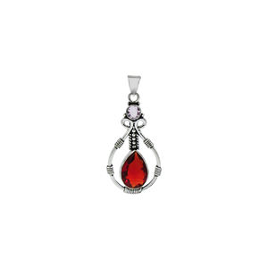 Collier pendentif artisanal en quartz rose et grenat taille poire, plaqué or 18 carats, sans nickel, avec monture en laiton, style bohème sur cordon - Product Image 2