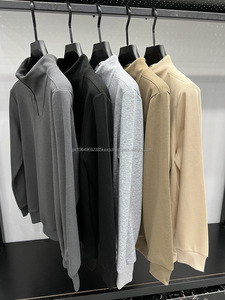 Wholesale <b>Half</b> <b>Zip</b> Street Style Casual <b>Sweatshirt</b> Streetwear Long Sleeve Pullover Cotton Knitted Fabric Hoodie for <b>Men</b> - Product Image 2