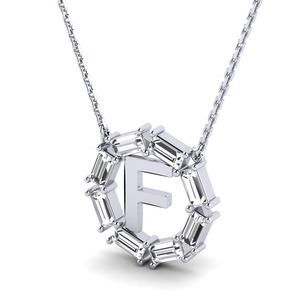 Elegante colgante con letra F, joyería plateada con moissanita y cristal, estilo hip hop, diseño unisex. - Product Image 3