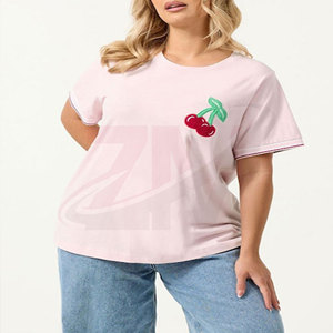 Camiseta moderna informal para uso diario y estilo de vida, camiseta bordada a la moda para mujer, ropa transpirable de manga corta - Product Image 4