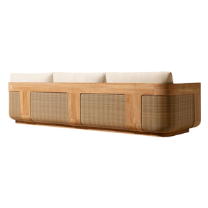 Elegant <b>Outdoor</b> <b>Sofa</b> Solid Teak Frame and <b>Rattan</b> Woven Modern Luxury Patio Lounge Furniture Hotel Villa Waterproof Cushion - Product Image 3