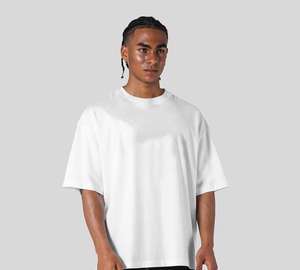T-shirt décontracté surdimensionné pour homme, 100 % coton épais 250 g, sans coutures, respirant, délavé à l'acide, idéal pour la gym et le streetwear - Product Image 5