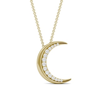 Collar con Colgante de Luna Chapado en Oro con Cadena de Caja de Corte Brillante Redondo Cúbico, Estilo Romántico Unisex para Uso Diario - Product Image 1