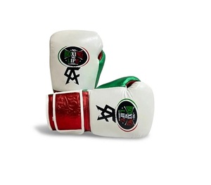 Professional No Boxing No Life Canelo White Red Green Real Cowhide Leather Boxing Gloves Mexican Style Hook Loop Lightweight - Product Image 4