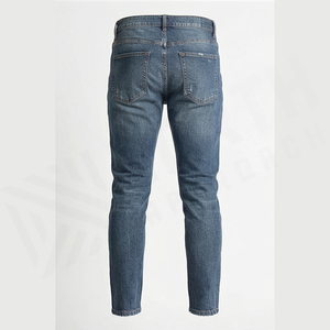 Jeans de Mezclilla para Hombre, Corte Slim Fit, Desgastados y Rotos, Cintura Alta, Pierna Recta, Algodón, Estilo Casual, Lavado Azul, Otoñal - Product Image 6