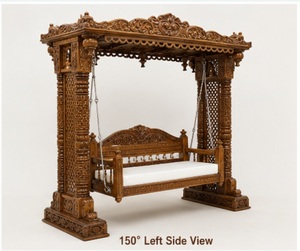 Columpio de Madera Tallada para Sala de Estar, Tradicional, Hecho a Mano, de Madera de Teca, Estilo Maharaja, Decoración para el Hogar - Product Image 2