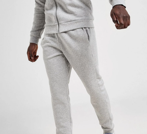 Men's Gray Full Sleeve Tracksuit <b>Set</b> Stand Collar Fleece Casual Wear Autumn Sportswear Solid Color <b>Knitted</b> Fabric - Product Image 3