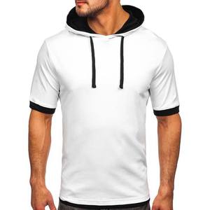 Camiseta con Capucha de Manga Corta para Hombre, de Alto Rendimiento, 100% Algodón, con Logotipo Personalizado Bordado, Transpirable, Ecológica, Sólida - Product Image 6