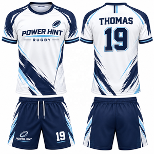 Conjunto de Uniforme de Rugby con Sublimación Completa y Logotipo Personalizado, Jersey y Pantalones Cortos de Rugby Transpirables de Secado Rápido para Hombre, Ropa Deportiva - Product Image 2