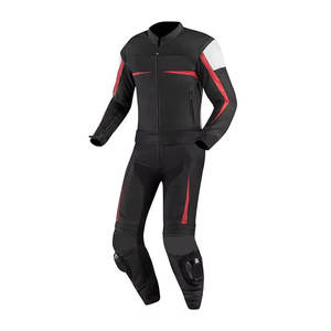 Men's White Black Leather Motorcycle Racing <b>Suit</b> <b>Full</b> <b>Body</b> Protective Gear with Blue Accents - Product Image 6