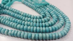 Perles de pierre précieuse turquoise bleue naturelle, rondes, lisses, 8 mm, vendues par brin de 8 pouces de long, perles de grande qualité - Product Image 3