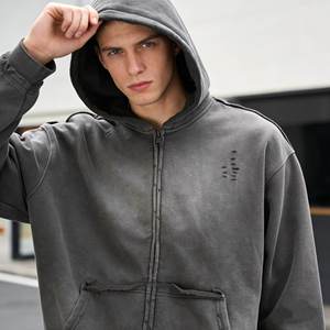 Custom Men's Full-<b>Zip</b> Hoodie 100% Cotton Terry Fabric Regular Fit Waterproof Windproof Breathable Eco-Friendly Wholesale - Product Image 5